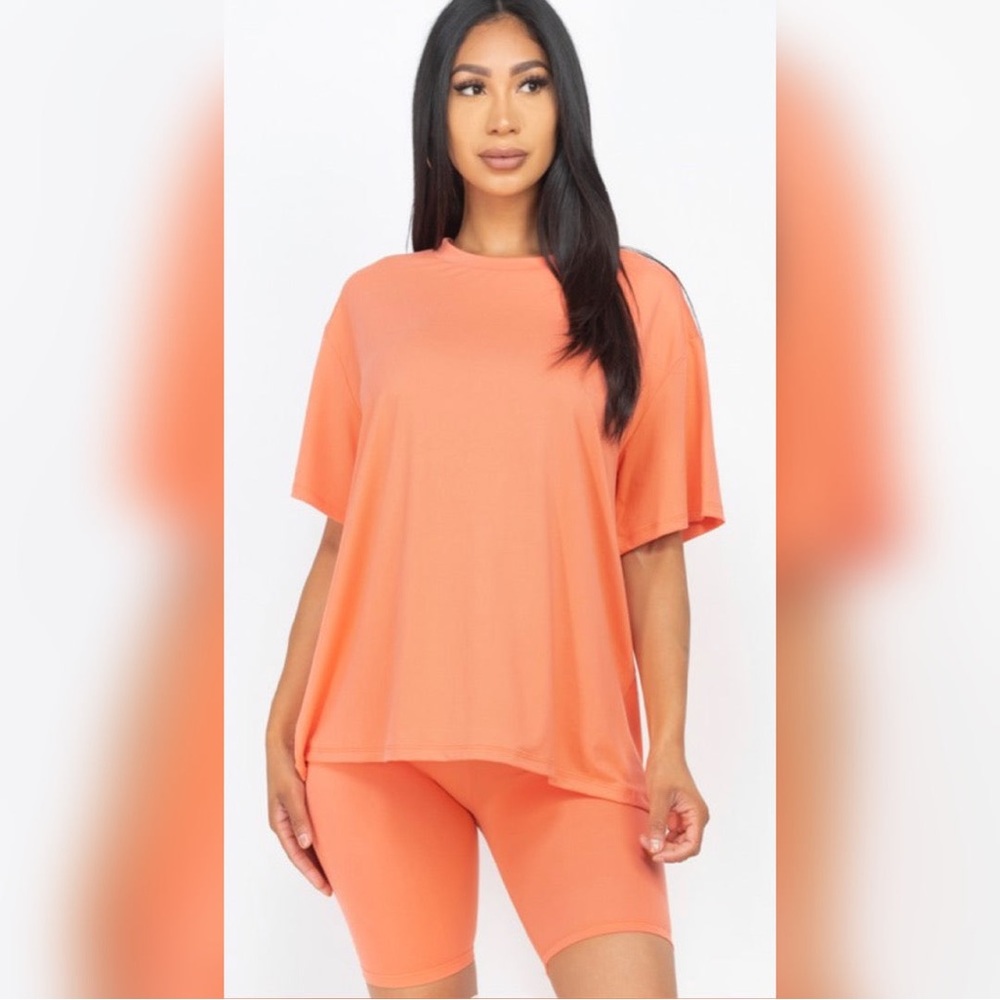 Coral Oversized Biker Set